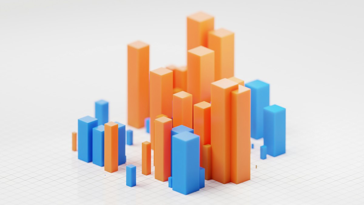 Colorful 3D bar chart columns